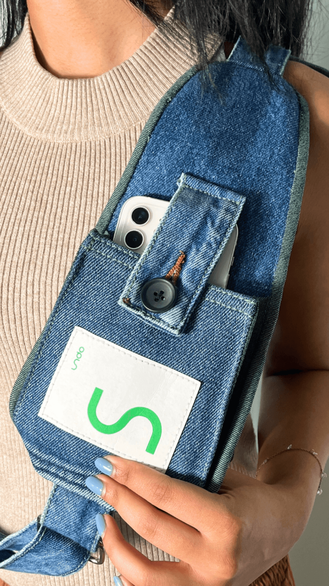 Un Denim - Crossbody Sling Bag with Bottle Holder