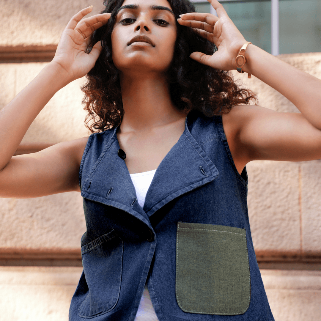 Un Denim - Dark Indigo Short Top X Waist Coat
